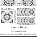 Pack de 10 pegatinas de azulejos mandala retro en negro y gris para pared de cocina - 20x20cm (10 Piezas)