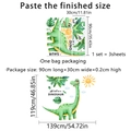 Adesivi murali con dinosauri cartoni animati, sole e foglie per cameretta bambini - 30*90cm*3pz