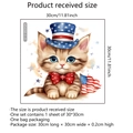 Detailed dimensions of 30x30cm cartoon cat wall decal with Independence Day hat - Tabby Cat with Stars and Stripes Elements (MS4386E)