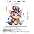 Detailed view of 30x30cm wall sticker featuring a cartoon cat in Independence Day hat - Cartoon Cat with Stars and Stripes Bowknot (MS4386F)