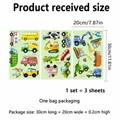 Glow-in-the-dark cartoon construction vehicles wall stickers set of 3 sheets for kids - YCG2045 Style / 20x30cm (3 Pieces/Pack)