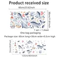 Nautical lighthouse sea whale wall sticker set with watercolor ocean animals for nursery decor - 30*60cm
