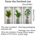 Three-piece 3D wall stickers featuring green potted plants with dimensions in 45x23cm - 23*45cm*3pcs Set