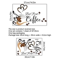 Self-adhesive coffee cup wall sticker with heart smoke design and coffee beans motif - 20x30cm(MS4216-ZC)
