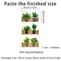 Especificaciones de tamaño para un juego de 3 pegatinas de pared de plantas verdes - Estilo ATW2016-KQ