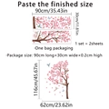 Stickers muraux fleurs de cerisier et oiseaux, dimensions finies 62cm x 116cm pour salon - 30*90cm (2 Pièces/Paquet)