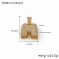 Pendentif lettre M dorée avec cristaux glacés sur base en cuivre, hauteur 4,5 cm - Style Lettre M (D80-M)