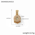 Pendentif donut élégant en laiton doré avec émail rouge, diamants tchèques et dimensions - Style Lettre O (D80-O)