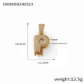 Pendentif lettre P en cuivre élégant avec diamants tchèques étincelants style hip-hop - Style Lettre P (D80-P)