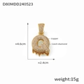 Pendentif lettre Q doré élégant en cuivre avec diamants tchèques et goutte en pierre rouge - Style Lettre Q (D80-Q)