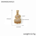 Pendentif lettre S en cuivre doré avec diamants tchèques et effet goutte rouge - Style Lettre S (D80-S)