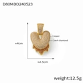Pendentif coeur doré élégant avec diamants tchèques blancs et strass rouges sur cuivre - Style Lettre V (D80-V)