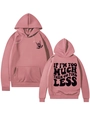 Detail eines altrosafarbenen Hoodies mit Kängurutasche und Back-Slogan-Aufdruck - S / Roségold