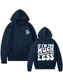 Navy blue hoodie detail showing casual graphic print and GO FIND LESS lettering back - Navy Blue
