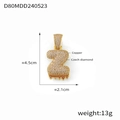 Pendentif lettre Z doré glacé avec diamants et détails de gouttes orange en cuivre - Style Lettre Z (D80-Z)