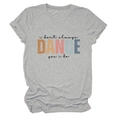 Detail showing i don't always DANCE yes i do text print on a grey casual t-shirt - S / Tops / Light Gray