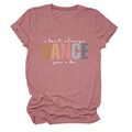 Detailed flat lay of a dusty rose short sleeve T-shirt with vintage dance lettering - S / Tops / Rose Gold (White Font)