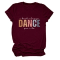 Detailed view of maroon cotton T-shirt featuring vintage style dancing quote print - S / Tops / Wine Red (White Font)