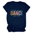 Detail of navy blue cotton t-shirt featuring retro i don't always dance graphic print - S / Tops / Navy Blue (White Font)