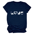 Détail de l'encolure du t-shirt bleu marine et de l'imprimé graphique LOVE chat blanc - S / Haut / Bleu Marine (Police Blanche)