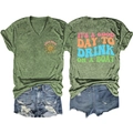 Detail of V-neck grey t-shirt with retro rainbow text and rolled sleeve cuffs - Olive Green