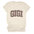 Dettaglio della stampa GIGI con motivo leopardato su t-shirt in cotone crema - S / Sabbia