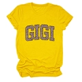 Détail du t-shirt jaune en coton avec imprimé léopard GIGI sur la poitrine - S / Jaune