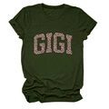 Détail du logo GIGI imprimé léopard sur un t-shirt col rond en coton vert foncé - S / Vert Militaire