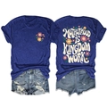 Flat lay of Motherhood Is Kingdom T-shirt and distressed denim shorts ensemble - S / Vintage Blue