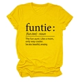 Detail of the funtie word definition print on a yellow cotton round neck T-shirt - Yellow (Black Font)