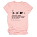 Detailed close-up of funtie noun letter print on pink crewneck cotton T-shirt - Pink (Black Print)