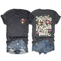 Detail of grey motherhood t-shirt with daisy floral print and distressed denim shorts - S / Black Heather Grey