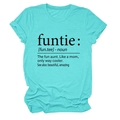 Detail view of turquoise T-shirt featuring funny black funtie dictionary print - Deep Water Blue (Black Font)