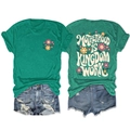 Detailed view of casual motherhood print t-shirt and distressed denim shorts outfit set - S / Dark Green