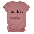 Detailed close-up of rolled sleeves and funtie noun print on a dusty rose cotton t-shirt - Rose Gold (Black Font)