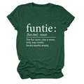Detailed flat lay of dark green heathered t-shirt with white funtie definition print - Retro Green (White Font)