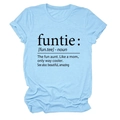 Detail of light blue crew neck T-shirt featuring funtie noun definition print in black - Light Blue (Black Font)