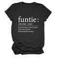 Detail shot of the funtie definition print on a charcoal grey crew neck t-shirt - Heather Gray (White Font)