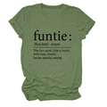 Detail of army green crewneck T-shirt with funtie dictionary definition print on soft fabric - Olive Green (Black Font)