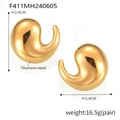 Pendientes de coma en acero de titanio chapado en oro de 18K con acabado de espejo - Dorado