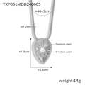 Silver titanium necklace featuring a teardrop shell pendant with star-set faux pearl - Necklace / Silver Tone (TXP051)
