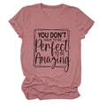 Detail of soft dusty rose cotton t-shirt with black inspirational quote print - S / Tops / Rose Gold (Black Font)