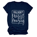 Detail of navy blue cotton t-shirt featuring YOU DON'T HAVE TO white slogan print - S / Tops / Navy Blue (White Font)
