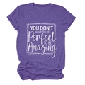 Detail of inspirational white text on a soft dark purple crewneck short sleeve T-shirt - S / Tops / Purple (White Font)