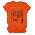 Detail of orange round neck T-shirt with 'YOU DON'T HAVE TO' black slogan print - S / Tops / Orange (Black Font)