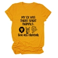 Λεπτομέρεια από κίτρινο βαμβακερό t-shirt με εικονογραφήσεις ζώων και χιουμοριστικό κείμενο - S / Κίτρινο Μουστάρδας (Μαύρα Γράμματα)