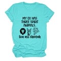 Détail d'un t-shirt turquoise en coton avec texte amusant et illustrations d'animaux - Bleu Eau Profonde (Texte Noir)