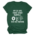 T-shirt en coton vert foncé à col rond avec impression graphique d'animaux blancs - Vert Rétro (Texte Blanc)