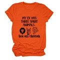 Détail d'un t-shirt en coton orange avec imprimé humoristique d'animaux spirituels - Orange (Texte Noir)