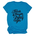 Detail of rolled cuffs and black script print on a vibrant royal blue cotton t-shirt - S / Lake Blue